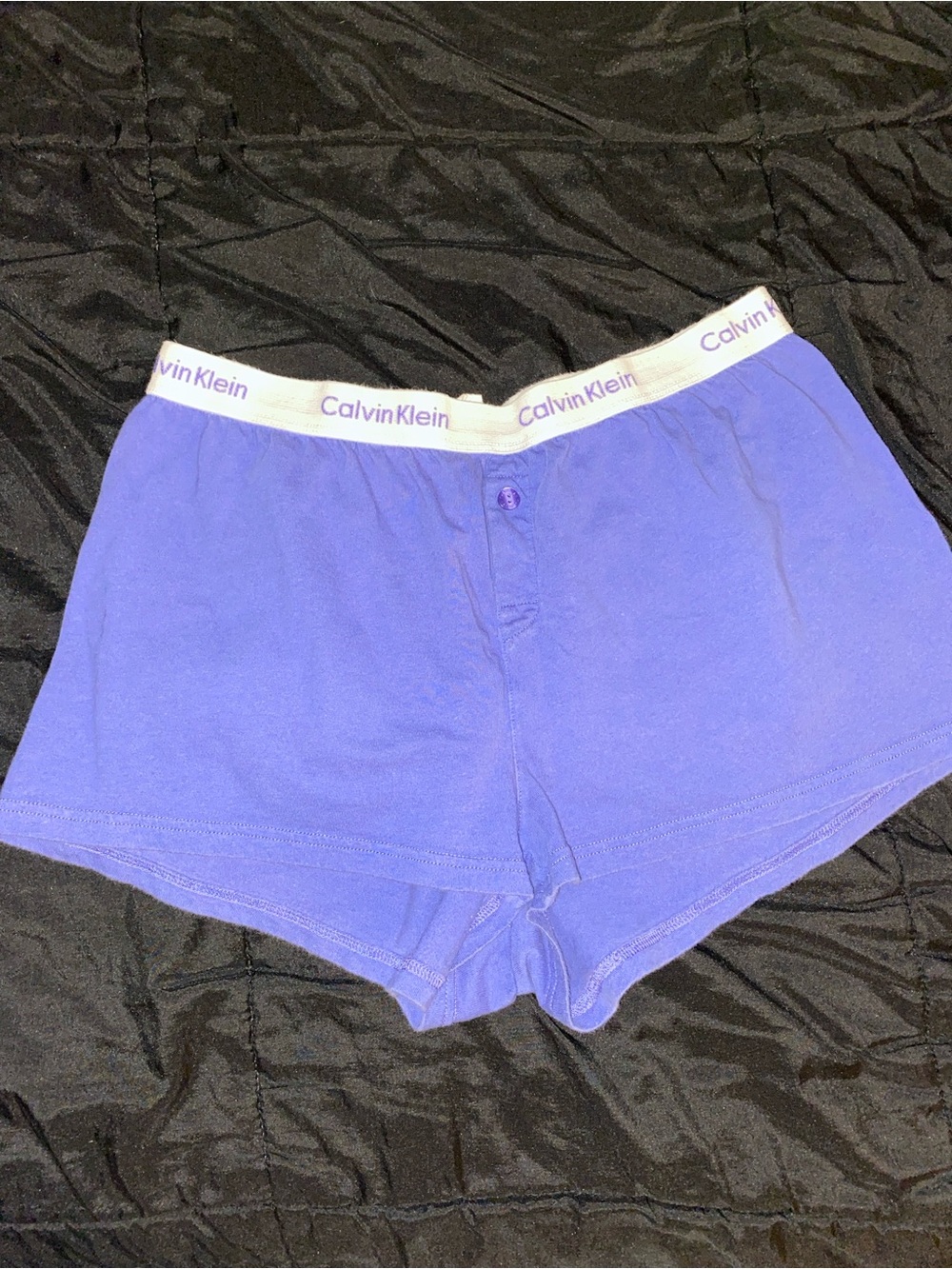 Calvin Klein Women's Lavender Cotton Lounge Shorts with Logo Waist